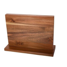 Portacoltelli magnetico a doppia faccia in legno di acacia, montaggio a parete salvaspazio