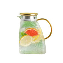 Glass Pitcher, Large Capacity 1.8L Borosilicate Glass Jug with Lid for Home, Refrigerator, Wide Mouth, Strainer