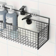 Bathroom Storage Rack 2-Piece Set, Wall-Mounted Drill-Free Metal Organiser for Toiletries Accessories
