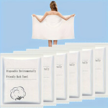 Packung mit 6 Einweg-Badetüchern, ultra-saugfähig und kompakt, ideal für Reisen, Strand und Outdoor-Aktivitäten.