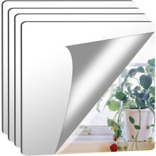 Self-adhesive Mirror Tiles 8-Pack, Acrylic 26x26cm Wall Stickers, DIY Combination Decorative Mirrors for Home