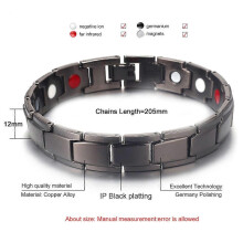 (Black) Magnetic Bracelet Therapy Weight Loss Arthritis Health Pain Relief for Men Boy