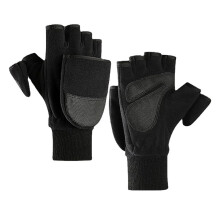 (L, Black) Men's Fleece Warm Flip Bag Gloves With Thick Outdoor Loupe And Touch Screen Finger