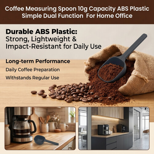 (Black Short Handle) Coffee Measuring Spoon 10g Capacity ABS Plastic Simple Dual Function For Home Office 2