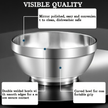 Stainless Steel Bowls 5-Piece Set, Rust-Resistant Round Household Bowls for Kitchen Dining