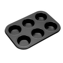 (6pcs, Black) Muffin Pan Carbon Steel Cupcake Pan Nonstick Heavy Duty Easy to Clean 4/6 Cup Waffles Baking Mold for Parties