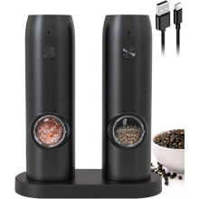 Elektrisches Salz- und Pfeffermühlen-Set, wiederaufladbar mit Ladestation, 2er-Set, 70 ml Fassungsvermögen, für Küche, Haushalt und Grill.