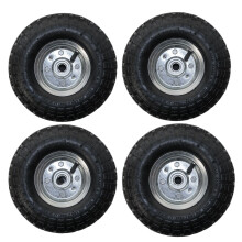 KCT 4 Pack - 10" Replacement 4.10 /3.50 - 4 Pneumatic Wheel for Garden Carts and Sack Barrows
