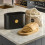 Cooks Professional Cooks Professional Bread Bin, Linen Bag and Bamboo Board Set | Black / Gold 2