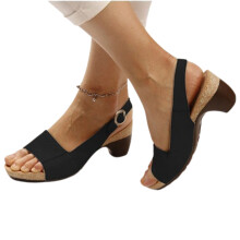 (Black, 41) Women\'s Summer Heeled Sandals Peep Toe