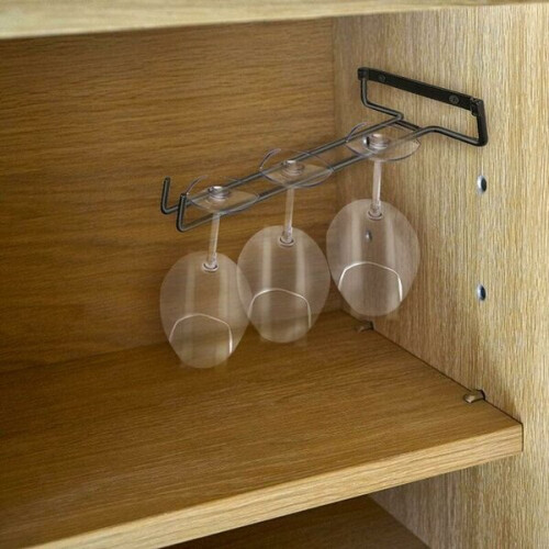 Black Iron Wine Glass Holder 4 Pack - 30cm Hanging Storage Rack for Space Saving 1