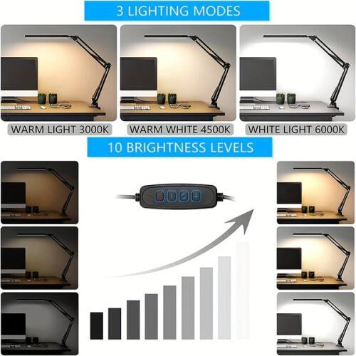 Adjustable Desk Lamp with Flexible Gooseneck, 3 Lighting Modes Touch Control for Office and Study 2
