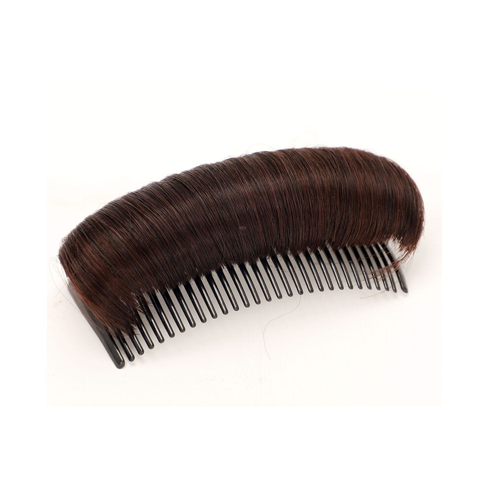 Roc-Electron Dark/Brown ( Extended) Fluffy Hair Pad W/ Wire Comb - Invisible Wig Cushion