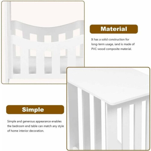 Bedside Table, Mobile with Double Shelf Storage, Compact Side Table for Bedroom, Simple Elegant Design 2