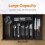 Adjustable Width Tableware Tray 33-57cm, Foldable Kitchen Storage Organiser, Thick PP Material 2
