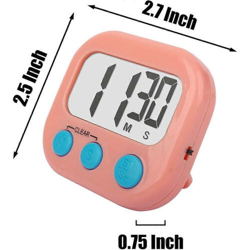 Children's Timer 2 Pack, Large Screen Magnetic Digital Timer for Kids, Classroom Countdown Timer with Memory Function, White Pink 1