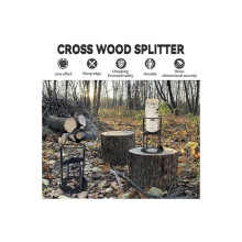 Manueller Holzspalter aus Stahl mit festem Sockel, mit Hammerbetrieb, für Brennholz, Garten und Camping.