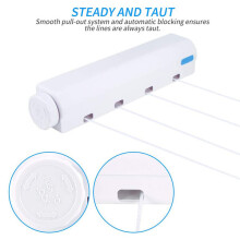 Retractable Clothesline Wall Mounted, 4 Lines 3.5m Length with Stop Function, Space Saving Drying Rack for Home Balcony Bathroom Laundry Room