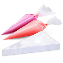 Wegwerp spuitzakken, verpakking van 100 stuks, van transparant plastic, 4 maten (van 22 cm tot 39 cm) voor het decoreren van taarten en gebak.