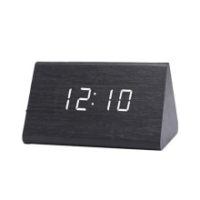 Wooden LED Clock, Soft Wake Up Alarm, USB Powered, Digital Display, Modern Bedroom Decor Night Light