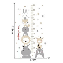 Lasten mittatikku tarra, 113x67 cm irrotettava eläinkuvio seinädekkali lastenhuoneeseen ja leikkihuoneeseen