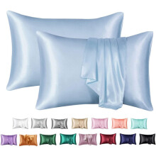 Set di 2 federe in raso, 50 x 75 cm, protezione per capelli e pelle, morbide e fresche, lavabili in lavatrice, chiusura a patta.