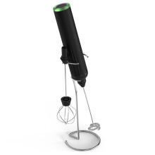 Milk Frother Handheld Electric USB Rechargeable 3 Speeds with 2 Whisks for Coffee Cream Eggs, Portable Stand Included