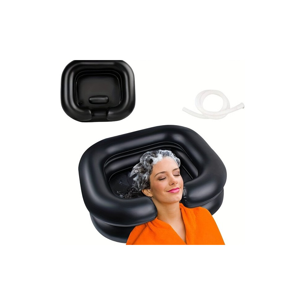 Portable Inflatable Shampoo Basin for Bedridden Elderly and Disabled, Foldable Hair Washing Tray with Ergonomic Design