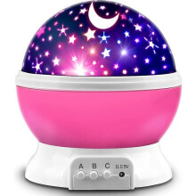 Projetor de Estrelas Luz Noturna com Lua e Estrelas Rotativas, 4 Modos de Mudança de Cor, Alimentado por USB/Bateria para Quarto de Crianças
