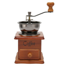Manual Coffee Grinder, Stainless Steel Burr with Walnut Wood Body, Adjustable Grind for Espresso to French Press, Anti Slip Base