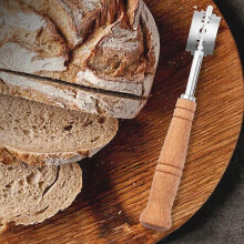Bread Knife with 5 Stainless Steel Blades and Wood Handle for Baking Dough, Bakery Kitchen Cutting Tool