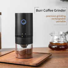 Portable Electric Coffee Grinder with Ceramic Burrs for Travel, USB Rechargeable, 30g Capacity, Adjustable Settings