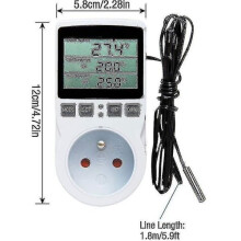Digital Temperature Controller Socket with LCD Display 100-250V 16A for Greenhouse, Aquarium Home Heating Cooling Systems