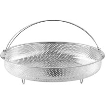 Stainless Steel Steamer Large Size for Household Cooking, Silver Steam Basket with Double Handles and Even Heating Grid