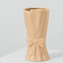 Ceramic Bowknot Vase, White Porcelain Vase 19x10x10cm for Home Decoration, Table Centrepiece for Living Room Dining Table