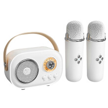 (2, White) Kids Karaoke Machine with Microphone, Portable Bluetooth Speaker Wireless Subwoofer for Children Birthday Christmas Gift