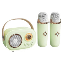 (2, Green) Kids Karaoke Machine with Microphone, Portable Bluetooth Speaker Wireless Subwoofer for Children Birthday Christmas Gift