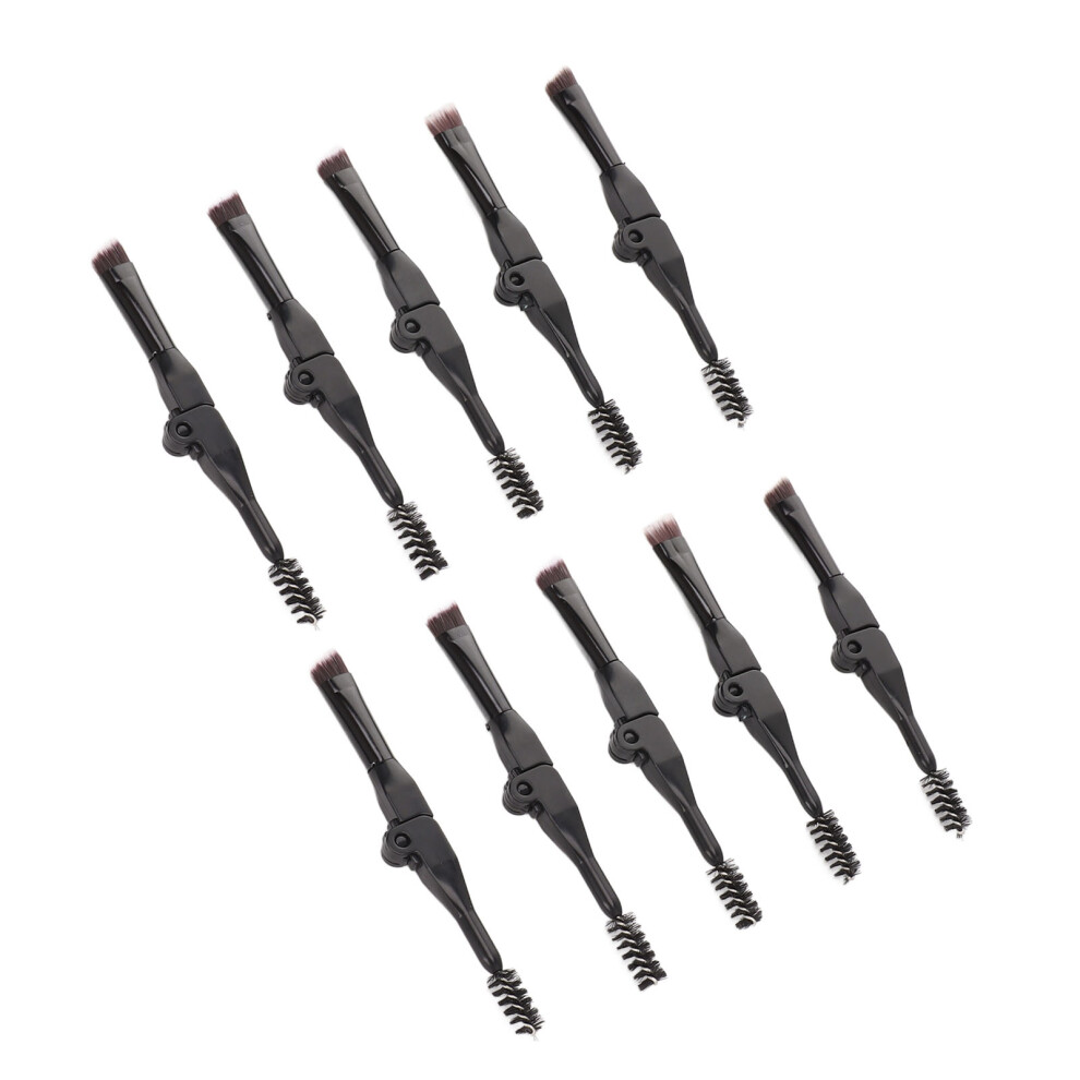 10pcs Foldable Eyebrow & Eyelash Brush Set, Portable, Double Ended
