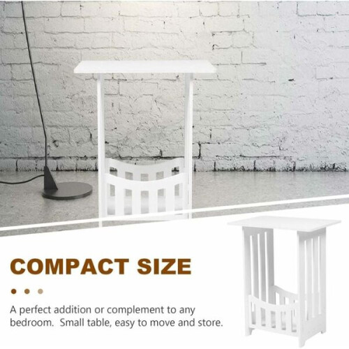 Bedside Table, Mobile with Double Shelf Storage, Compact Side Table for Bedroom, Simple Elegant Design