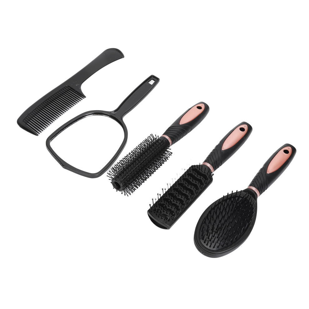 Unisex Paddle Hair Brush Set 5Pk Detangle Massage Styling Comb Mirror & Stand