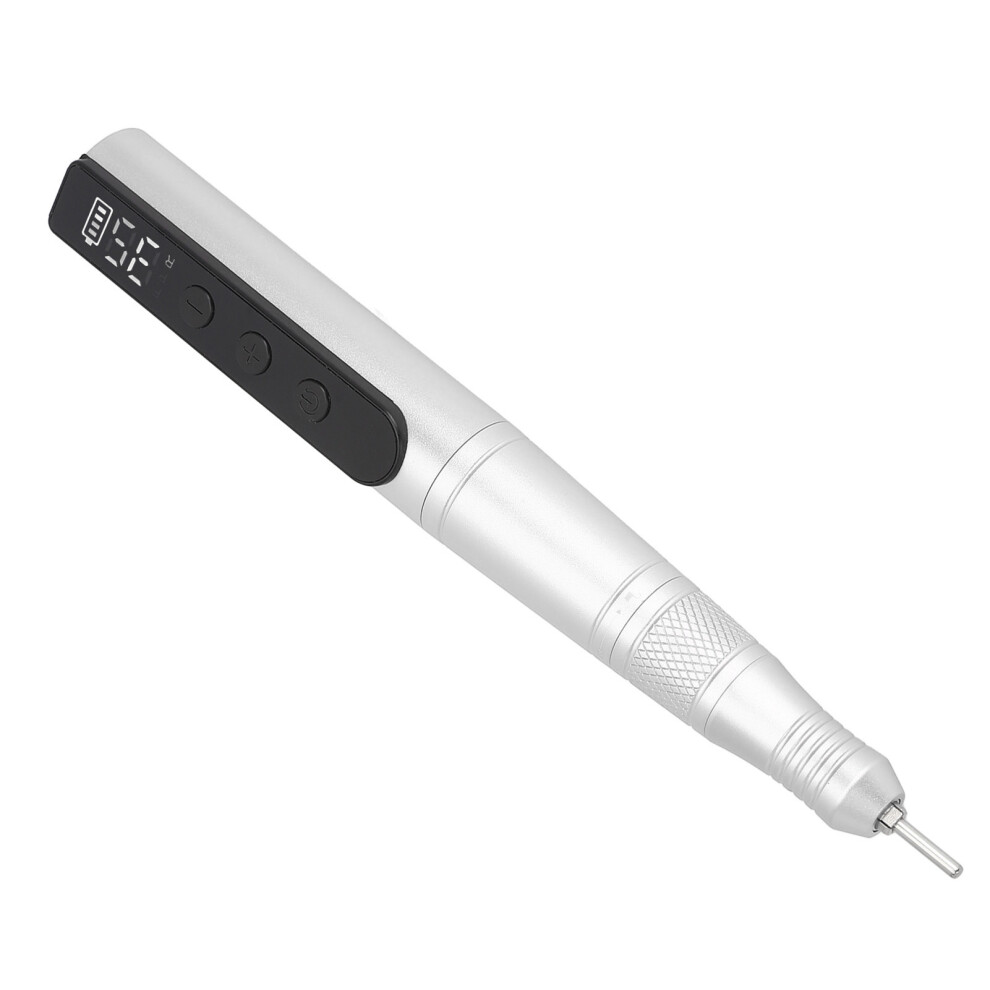 Silver Rechargeable Nail Grinder 35000Rpm Pen With 1100Mah Battery