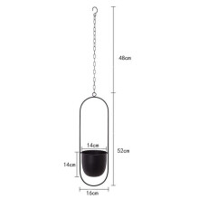 Metal Hanging Flower Pot with Chain, Oval Planter for Home, Garden and Balcony Decoration