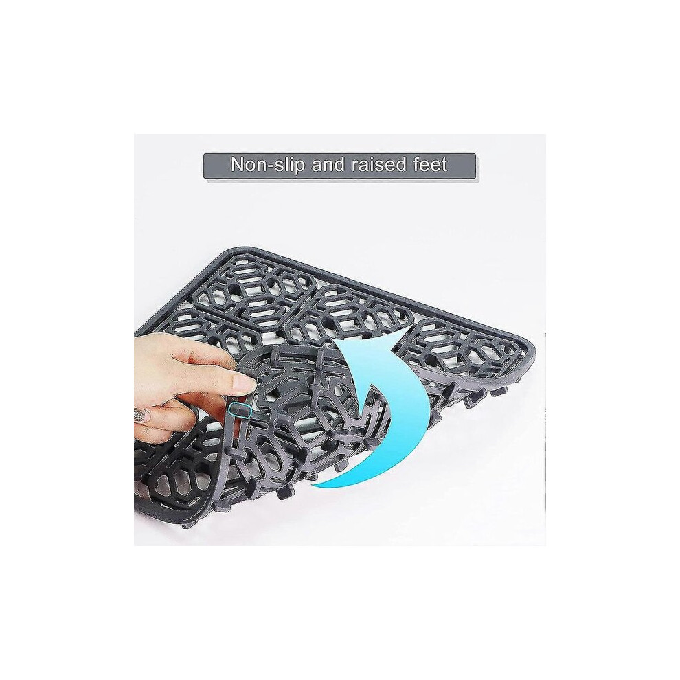 Sink Mat, Silicone Heat Resistant To 500F, 40X27cm Dark Grey Kitchen Sink Protector With Raised Feet For Drainage Scratch Protection 6901508390997