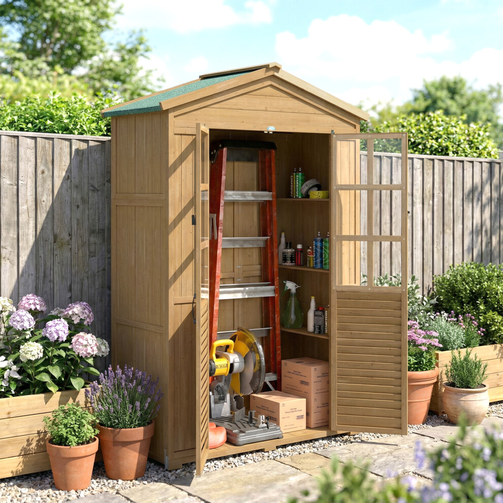 Outsunny Outdoor Storage Cabinet Waterproof Light Brown