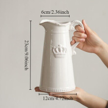 Ceramic Vase European Relief Retro Style for Living Room Home Decor Floral Arrangement Scandinavian Design