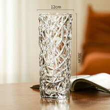 Glass Vase Large Thickened Transparent 30cm for Home Decor, Ice Style Clear Flower Vase for Living Room Dining Table Centrepiece