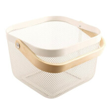 White Storage Basket with Handle, Home Storage Organiser for Bedroom, Bathroom Kitchen