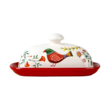 Porseleinen botervloot met deksel, 20 cm, boterbewaarcontainer voor in de keuken, gouden handvat, elegante tafeldecoratie, housewarmingcadeau