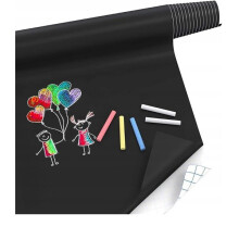 Reusable Chalkboard Sticker 45x200cm Black with 5 Chalks for Kids Bedroom Wall Decor Home Use on Smooth Surfaces