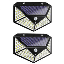 Solar Sensor Light 2-Pack with PIR Motion Sensor, 100 LED, IP65 Waterproof for Garden Courtyard Wall